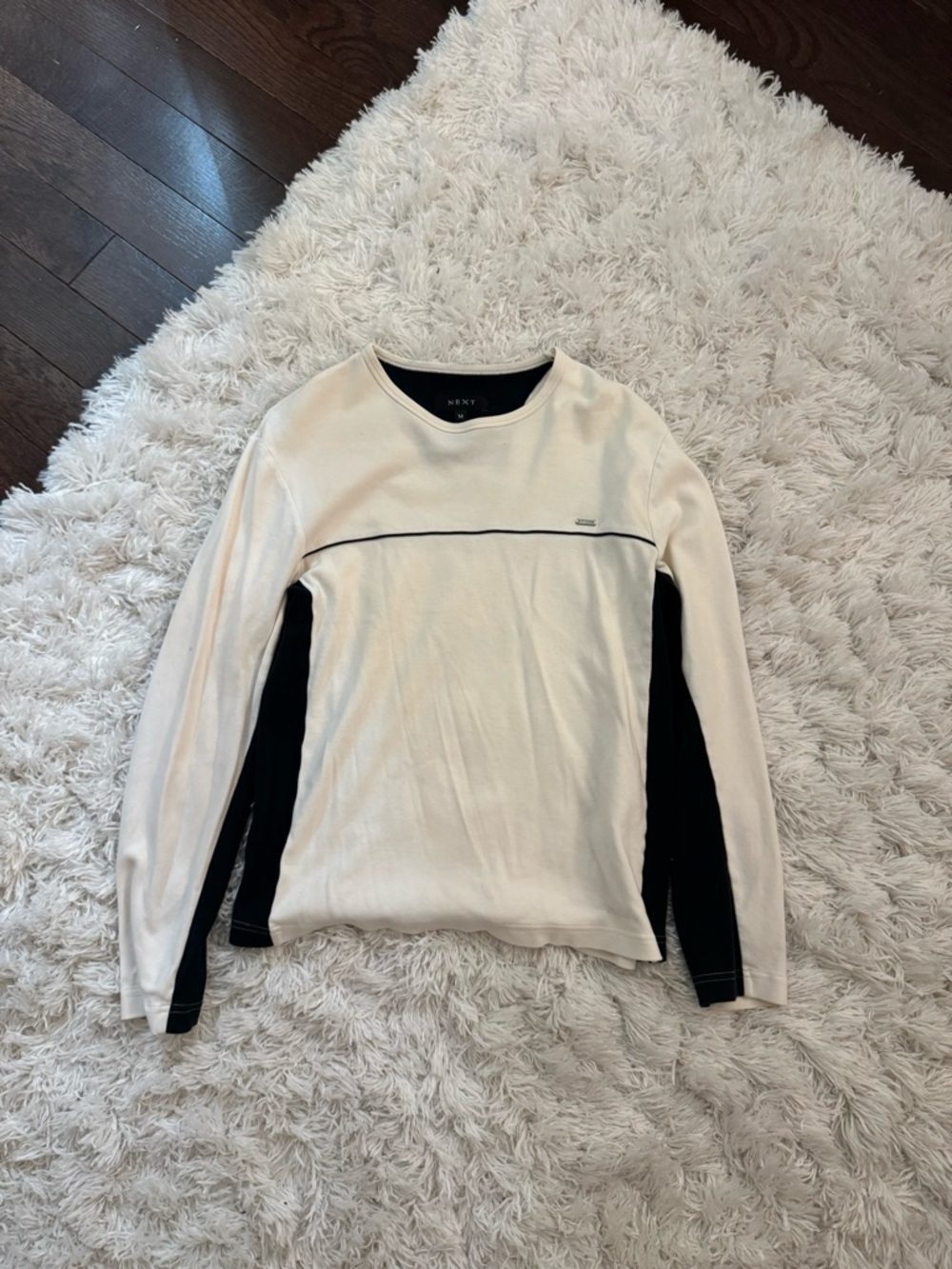 next Cream and Black Crewneck Long Sleeve Top